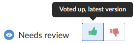 Tooltip showing the verion voted which is the latest version
